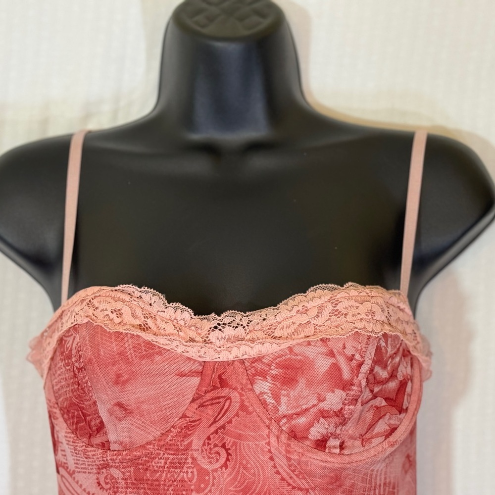 SHEIN Pink Floral Lace Trim Corset‑Style Mesh Maxi Dress — Size S - Picture 7 of 16